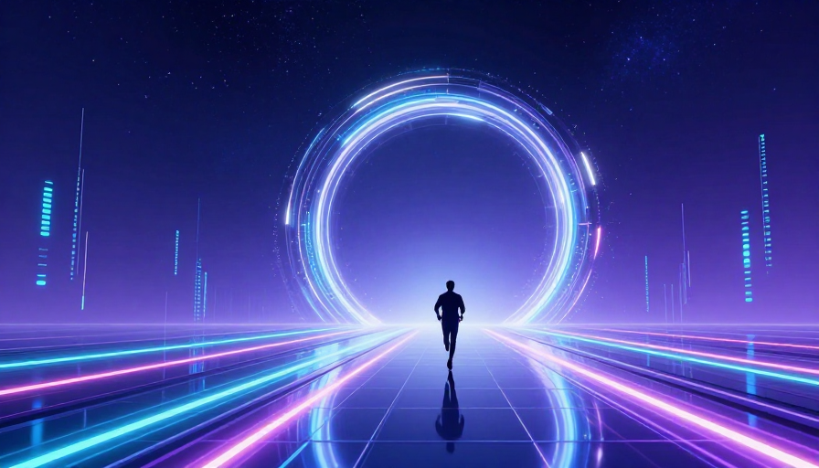 赛博朋克未来星空：霓虹光之门