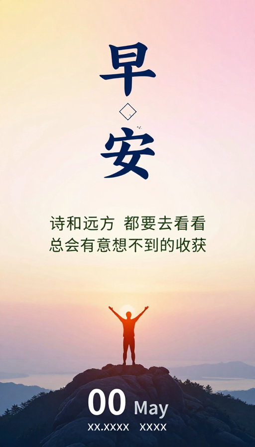 晨曦希望：极简早安海报设计