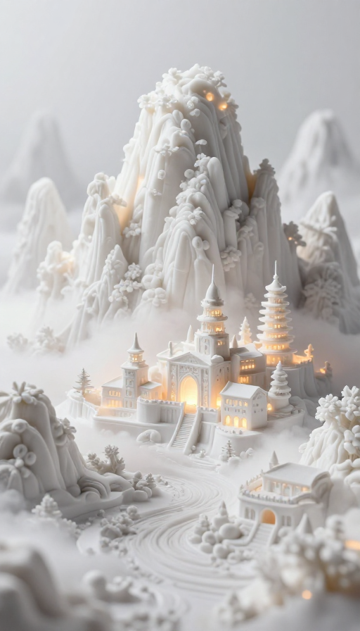 梦幻微距世界:粉彩自发光山城光影杰作