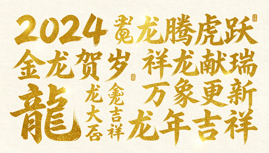 金龙贺岁·龙腾虎跃 2024 新年书法艺术海报