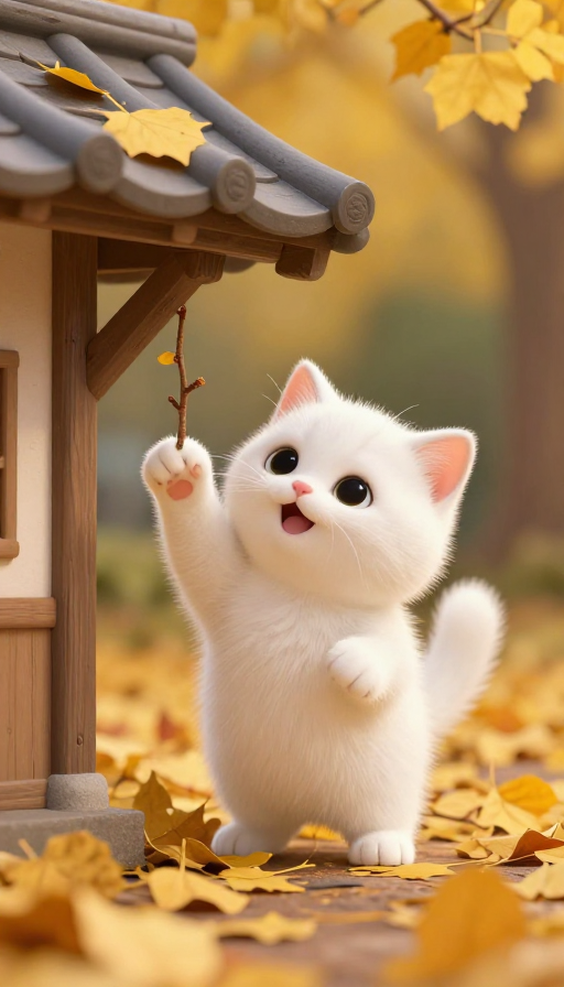 秋日屋檐小奶猫的可爱瞬间：微距摄影捕捉