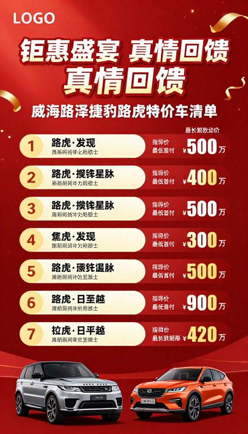 钜惠盛宴 捷豹路虎特价车促销海报