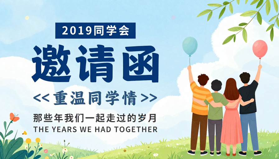 2019青春怀旧:清新插画风同学会邀请函