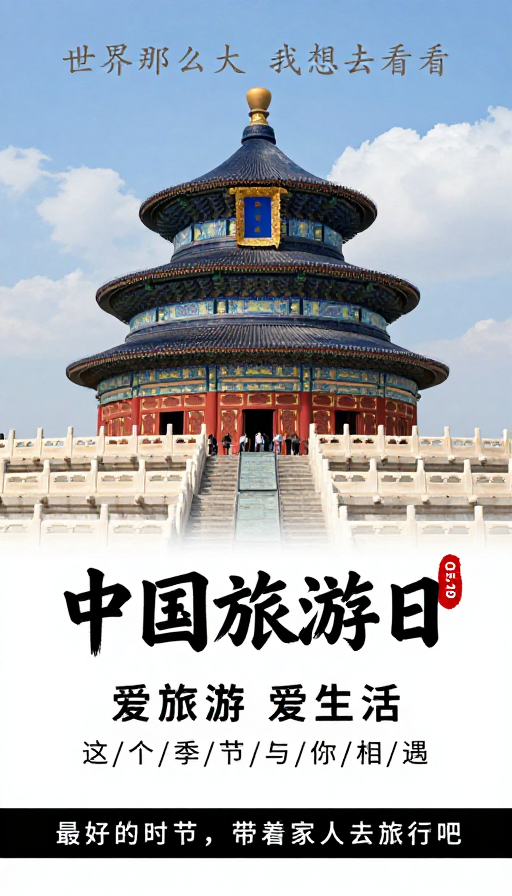 中国旅游日天坛宣传海报：典雅大气现代感