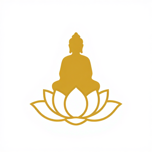 金色极简莲花佛像Logo设计