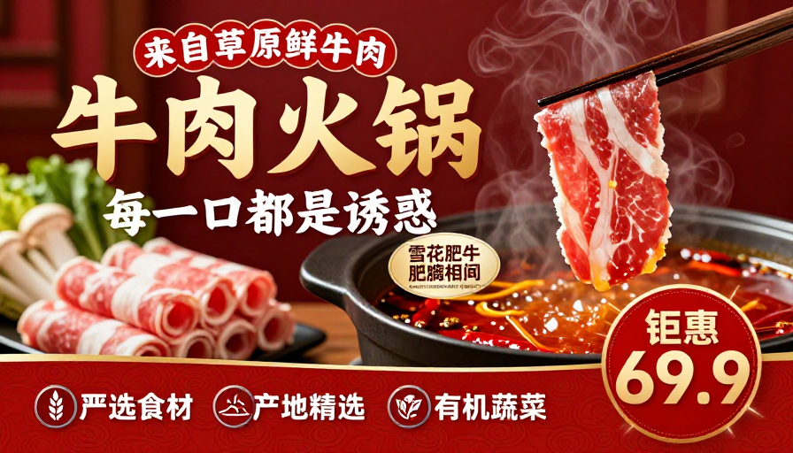 高端中式牛肉火锅盛宴:草原直供鲜香诱人
