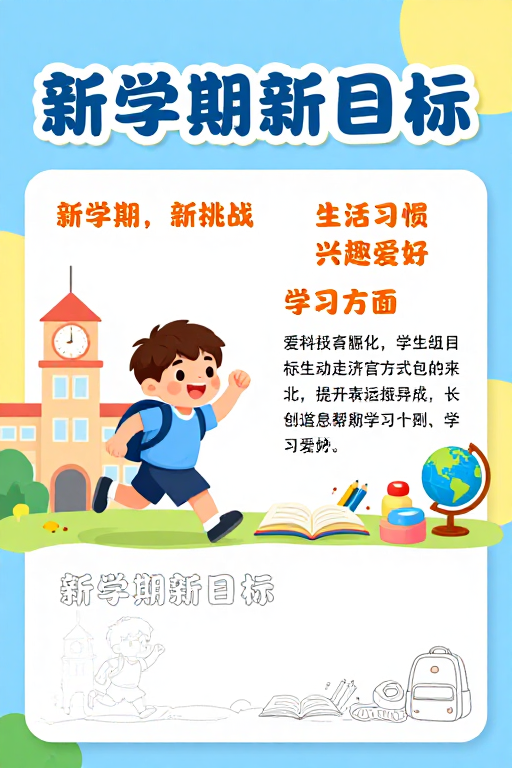 活力童趣校园海报:新学期新目标