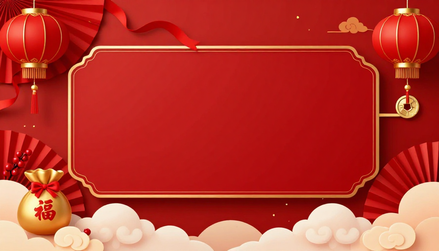 金红双色中国风春节庆典背景图