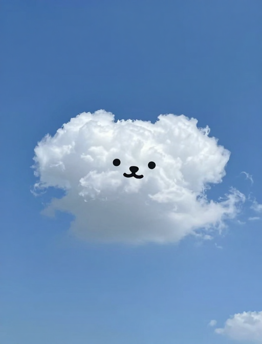 天空云朵化身萌宠，童趣插画跃然纸上