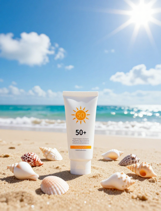 夏日清爽：SPF50+防晒霜海滩实拍