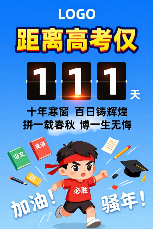 高考冲刺倒计时·热血励志卡通海报