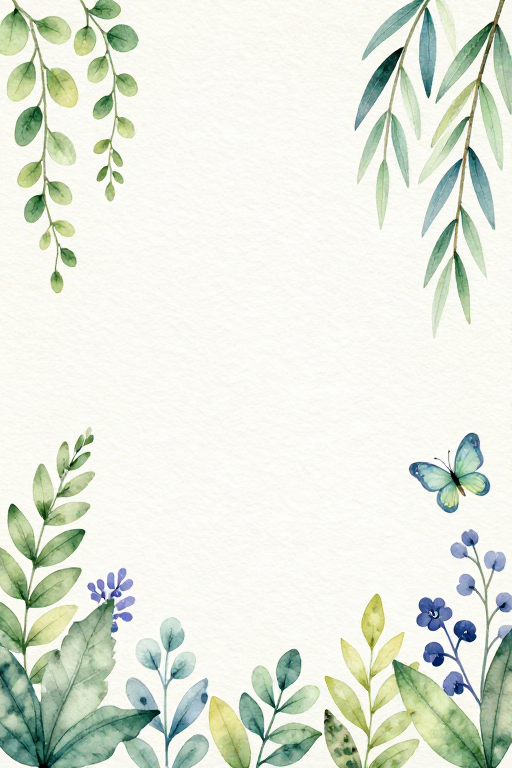 雅致水彩植物边框插画背景