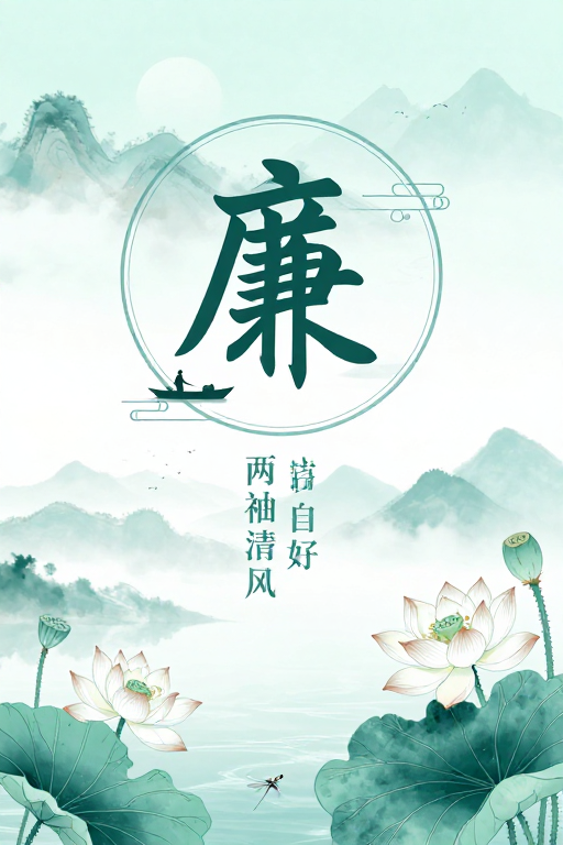 水墨青绿廉韵:中国风廉政艺术海报
