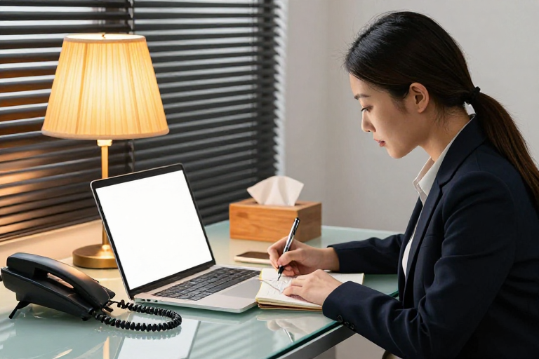 专注办公时刻:亚洲女性职场人像摄影