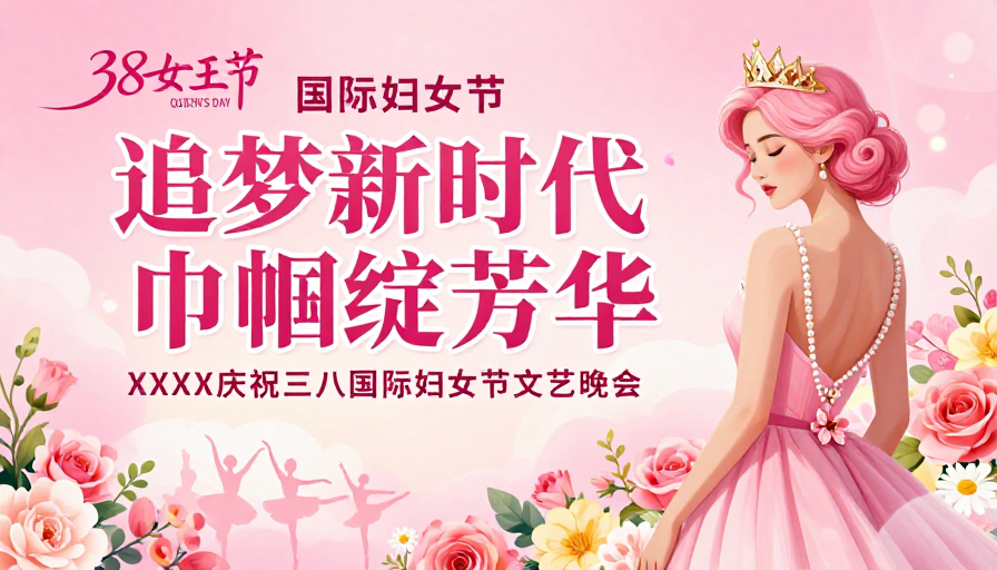 粉韵芳华·三八女王节艺术海报