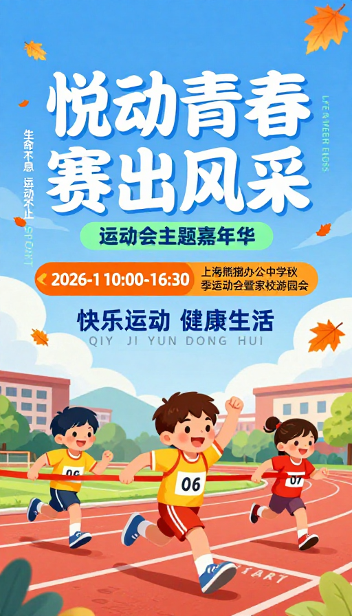秋季校园运动会插画海报