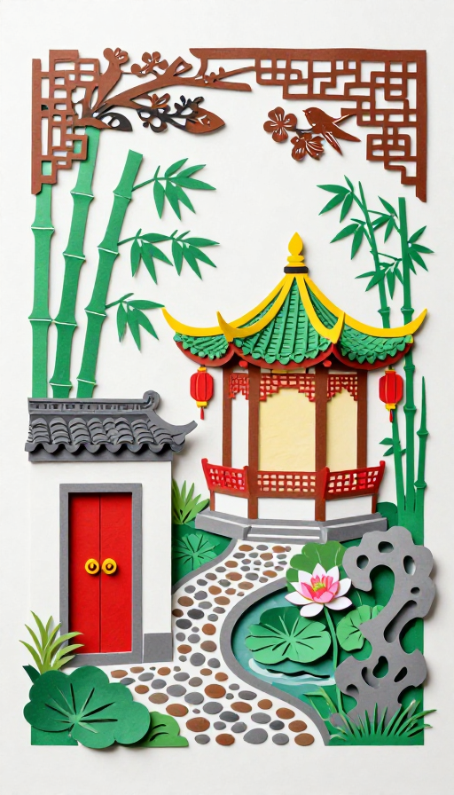 国风剪纸:庭院园林的诗意拼贴画卷