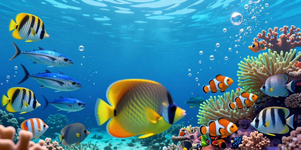 梦幻海底珊瑚礁生态全景插画背景