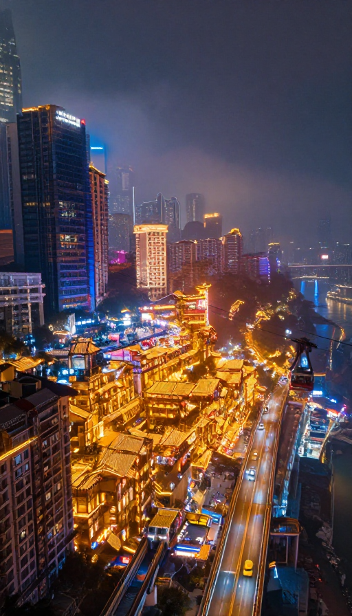 魔幻重庆夜：霓虹与流光交涌的立体都市光影交响