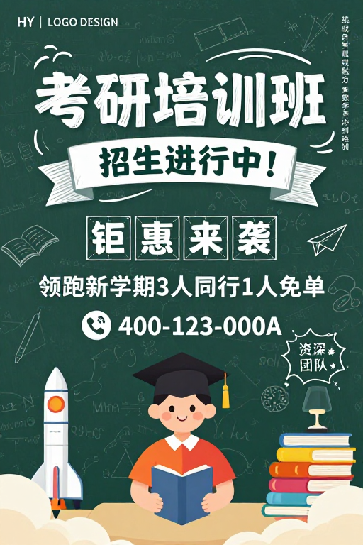 手绘学术风考研招生海报设计