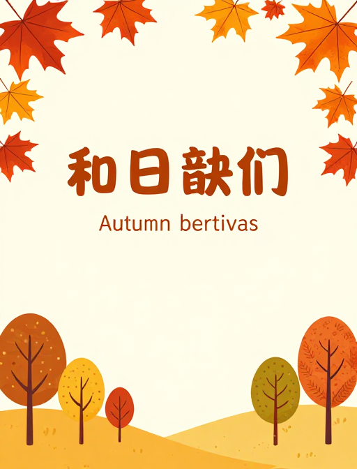 秋季暖色调扁平插画海报设计