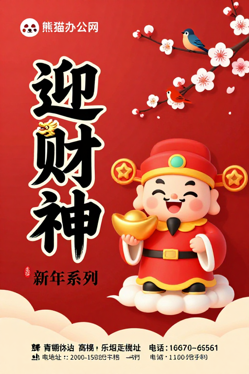 迎财神新年祝福 热烈喜庆传统风格