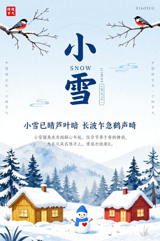 清冷美学中国风小雪节气海报