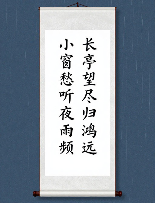 古风诗词意境·雨夜长亭水墨卷轴背景