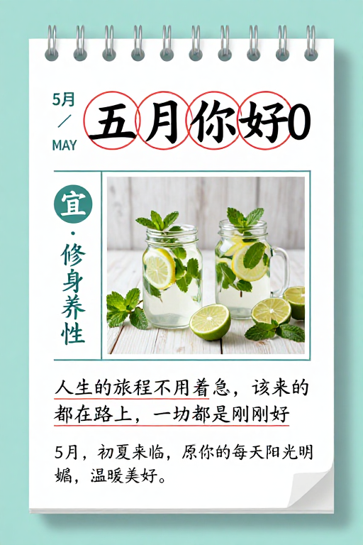 五月治愈系日历海报设计