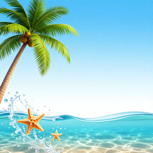 夏日热带海岛风情数字插画背景