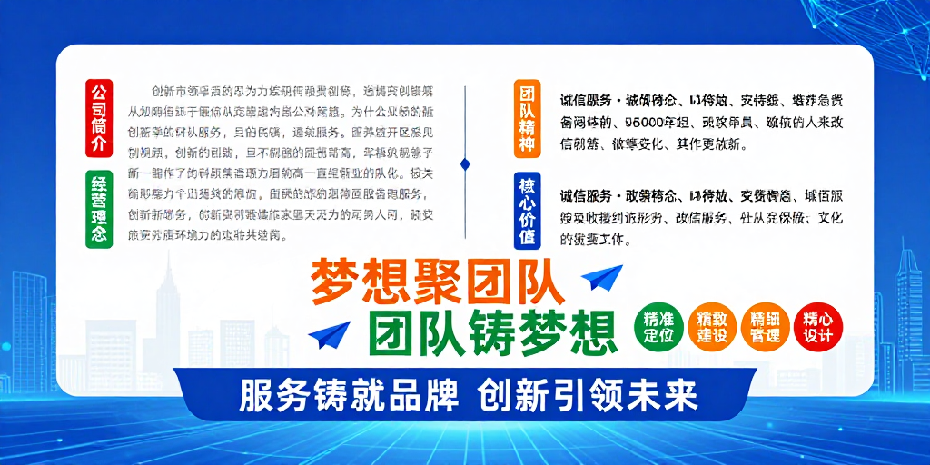 科技商务风企业宣传海报:梦想聚团队 团队铸梦想