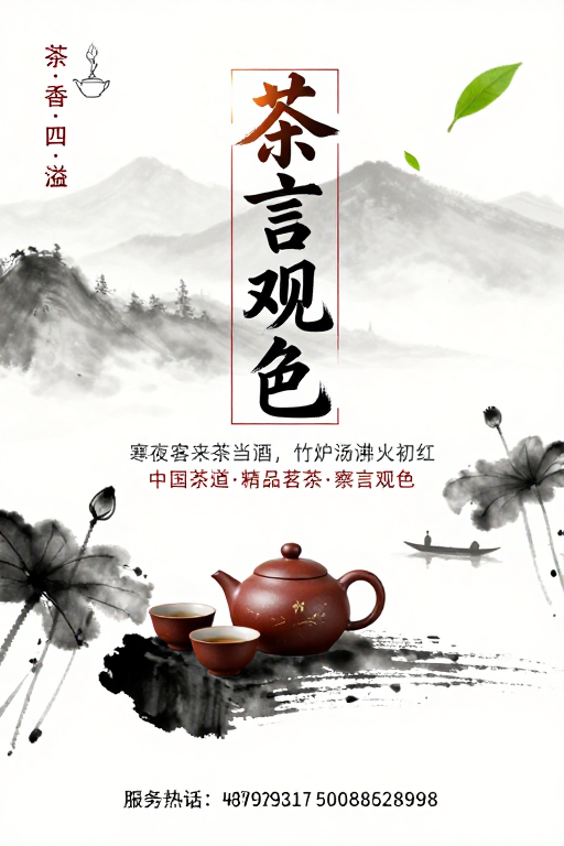 东方禅意 | 茶言观色水墨茶海报