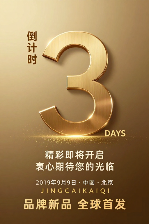 金色3D数字倒计时,高端商务新品发布会视觉展示