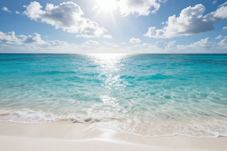 碧蓝海湾与洁白沙滩:高动态自然光影摄影