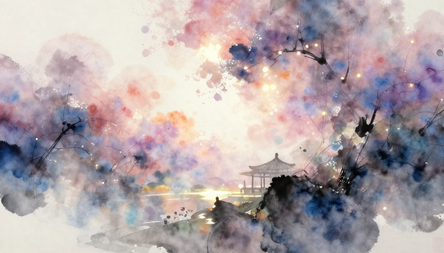 春之禅境：中国风晕染水彩的梦幻意境
