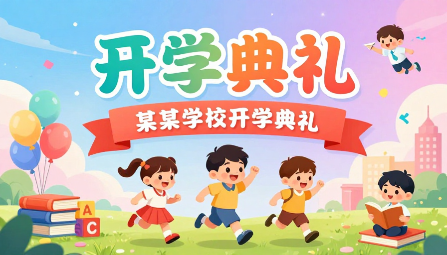 活泼童趣的开学典礼儿童插画海报