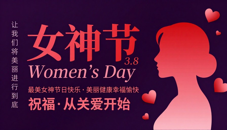 紫红渐变现代女神节海报:优雅与力量交织