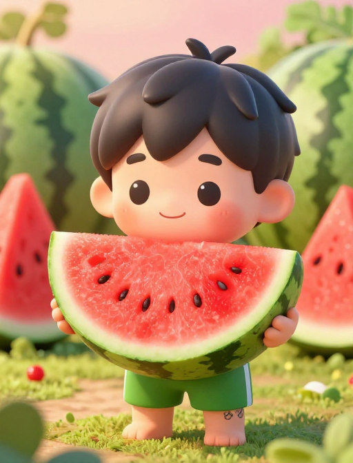 西瓜男孩：甜蜜夏日拟人插画