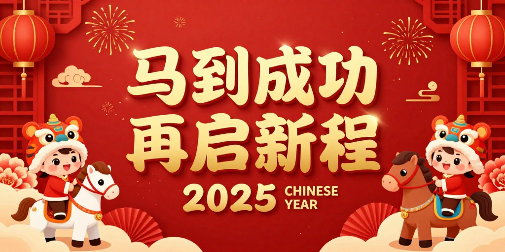 马到成功 再启新程：2025新年喜庆中国风海报