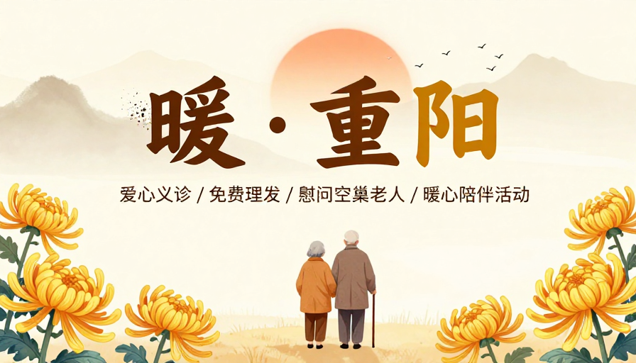 暖重阳:中国风温情敬老公益海报