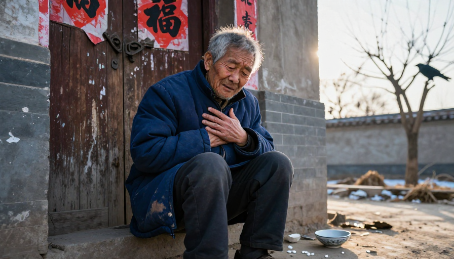寒冬孤寂:病痛中的老人背影
