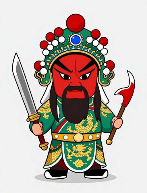 现代Q版关公京剧角色