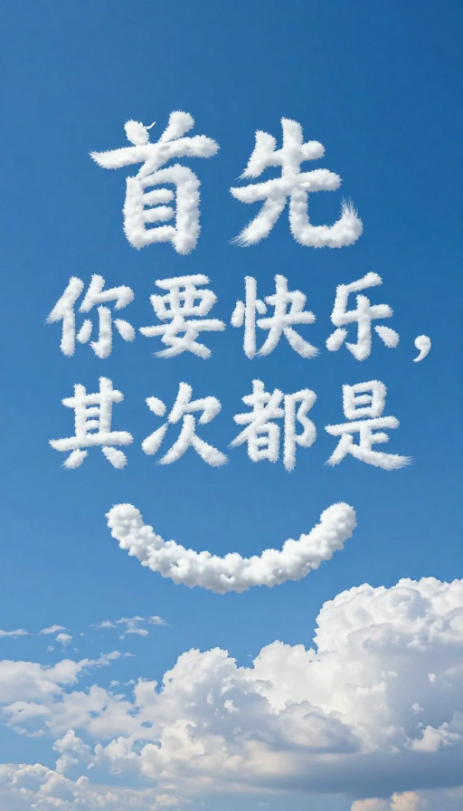 蓝天积云书法笑脸自然艺术