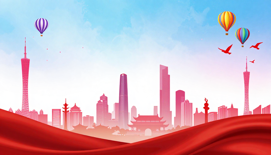 喜庆庆典城市天际线插画背景