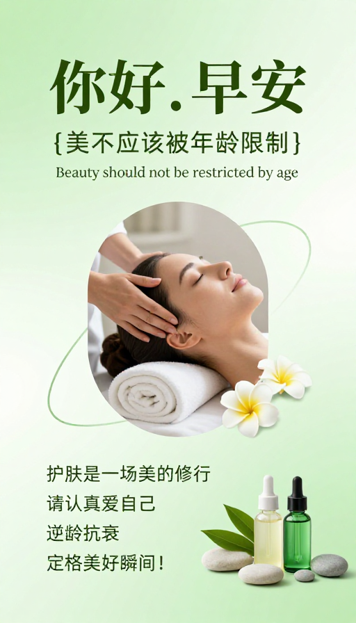 早安时光：治愈系美容护肤轻奢氛围海报