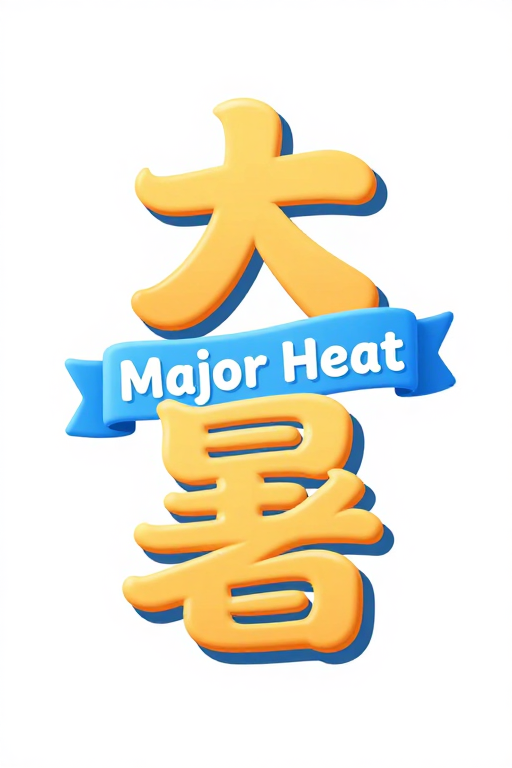 创意立体大暑字体设计，夏日清凉视觉体验