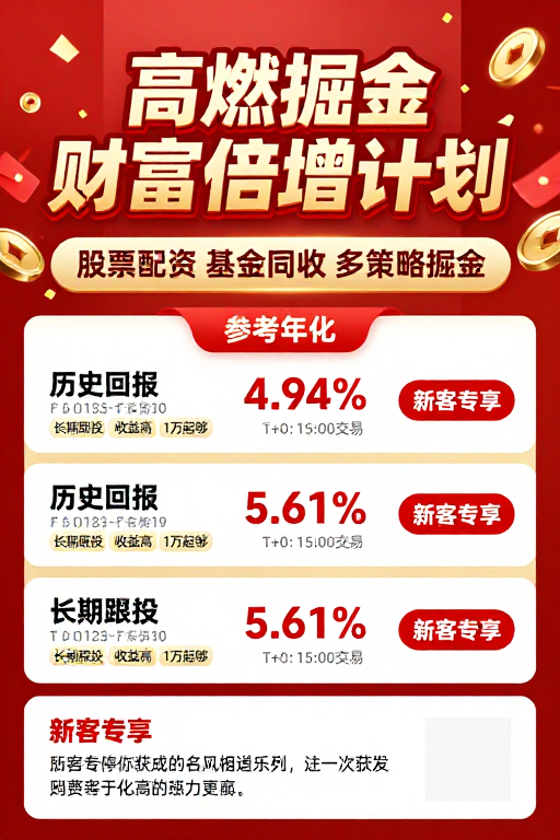 高燃掘金:金融财富倍增促销海报