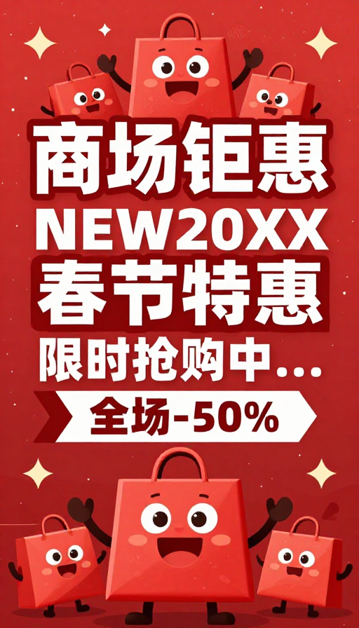 春节狂欢购，商场钜惠限时特惠大促