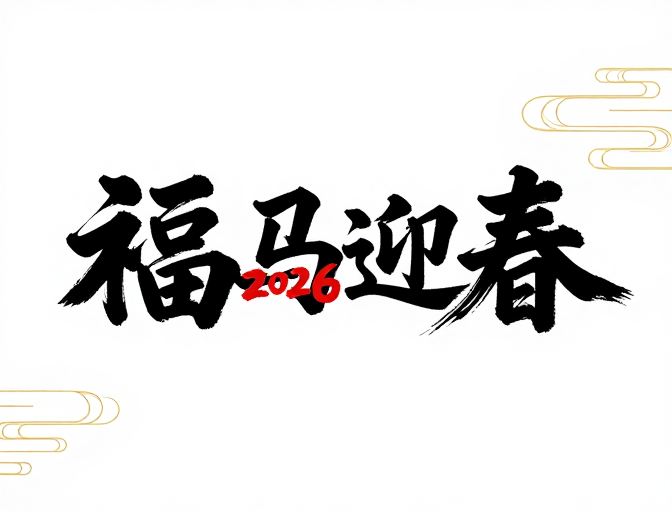 浓墨书法2026新春贺词：福马迎春