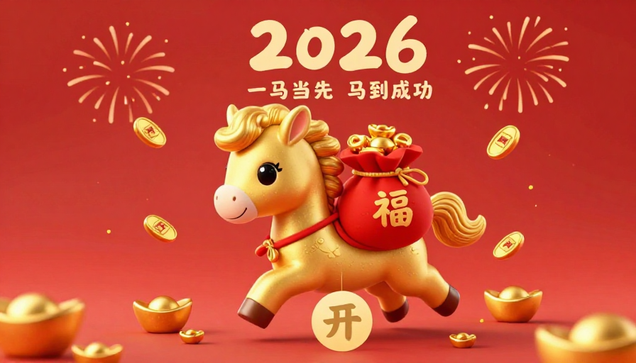 Q版金马迎福袋2026新年财富海报